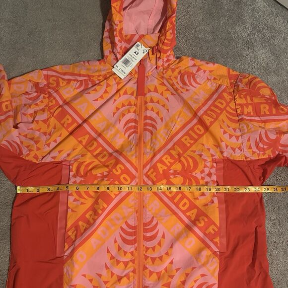 Farm Rio x Adidas XS Myshelter Windbreaker Long Jacket Soccer Brazil Pink Red - Picture 10 of 15